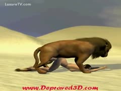 Massive lion fucking a powerless dark brown toon slut in this animated animal sex video 
